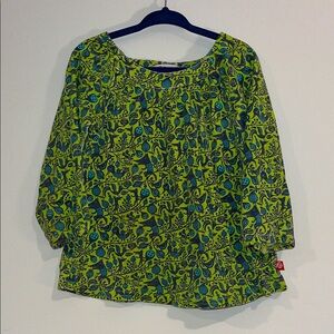 ZUTANO Toddler Girls 3T Long Sleeve Shirt Tunic Cotton Flowy Animals Green Blue